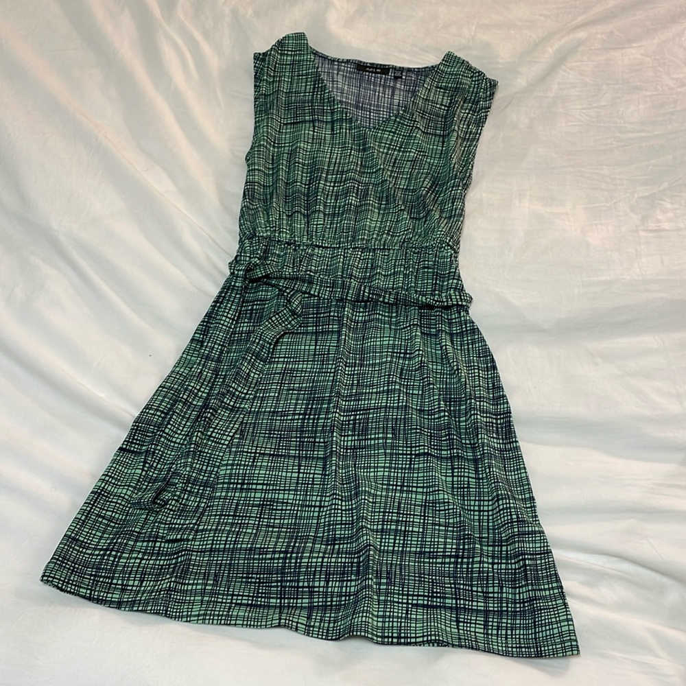 Apt 9 PXS green navy print jersey dress